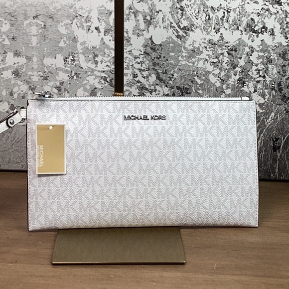 Michael Kors Jet Set Optic White Large Wristlet